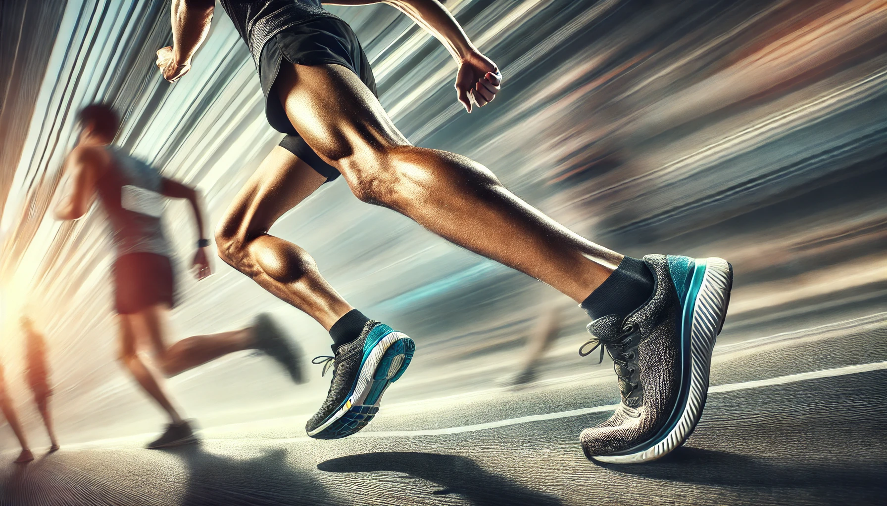 DALL·E 2025-01-22 22.38.04 - An artistic and dynamic image focusing on the feet of a well-trained male marathon runner, capturing a moment of motion. The scene should showcase the